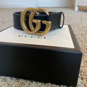 Leather Double G Gucci Belt - Authentic